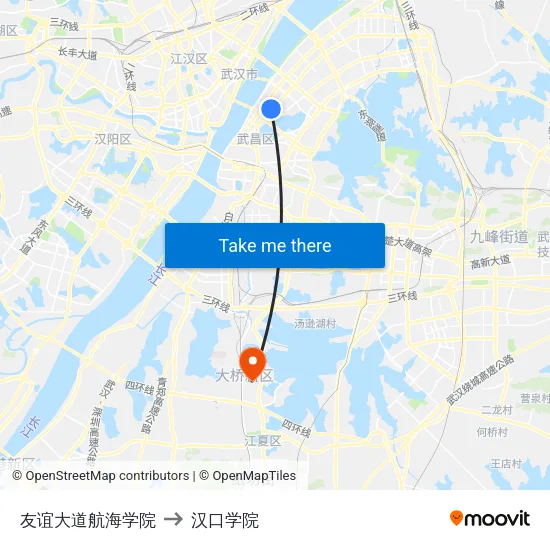 友谊大道航海学院 to 汉口学院 map