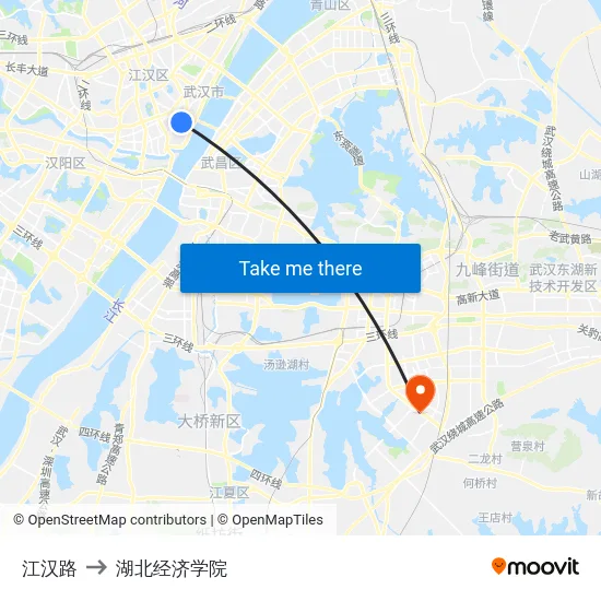 江汉路 to 湖北经济学院 map