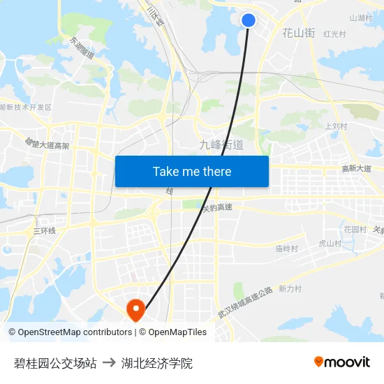 碧桂园公交场站 to 湖北经济学院 map
