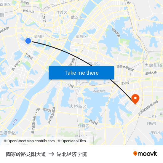 陶家岭路龙阳大道 to 湖北经济学院 map