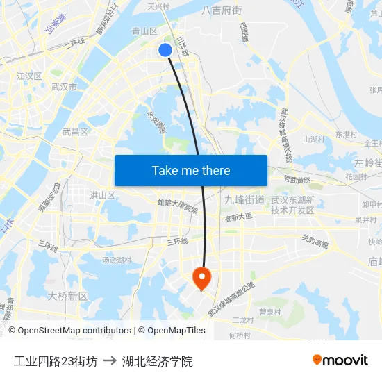 工业四路23街坊 to 湖北经济学院 map
