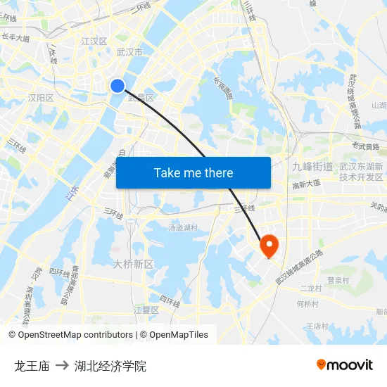 龙王庙 to 湖北经济学院 map