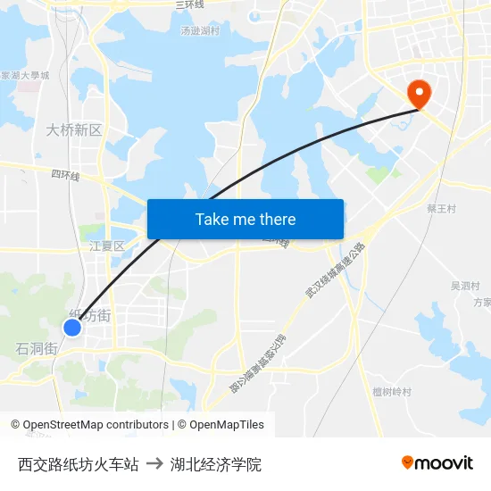西交路纸坊火车站 to 湖北经济学院 map