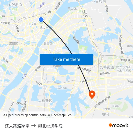 江大路赵家条 to 湖北经济学院 map