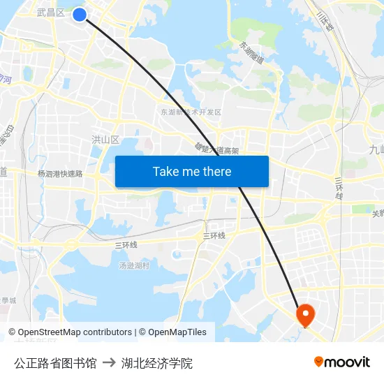 公正路省图书馆 to 湖北经济学院 map