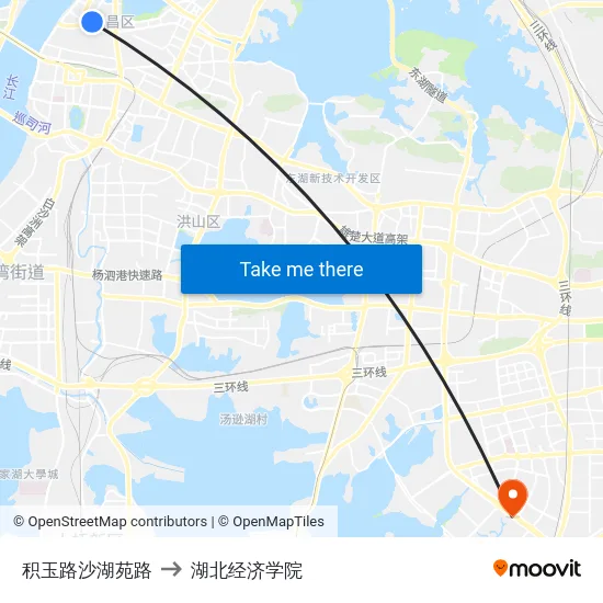 积玉路沙湖苑路 to 湖北经济学院 map