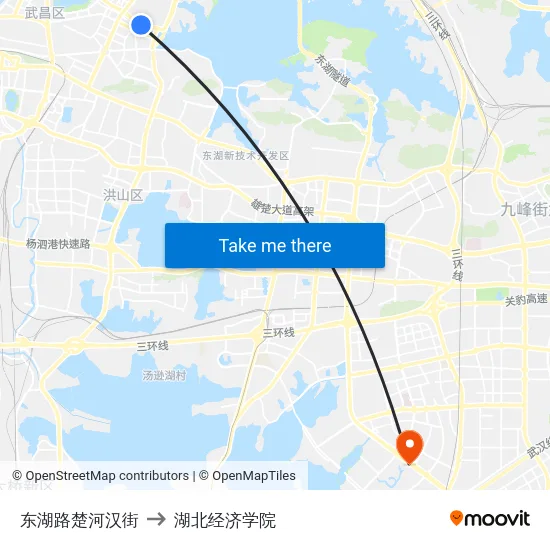东湖路楚河汉街 to 湖北经济学院 map