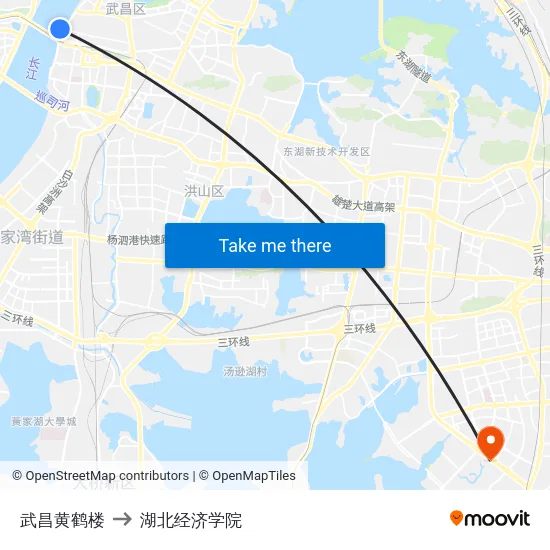 武昌黄鹤楼 to 湖北经济学院 map