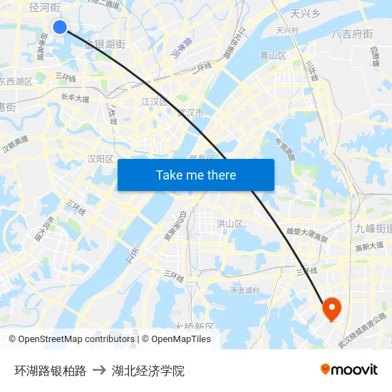 环湖路银柏路 to 湖北经济学院 map