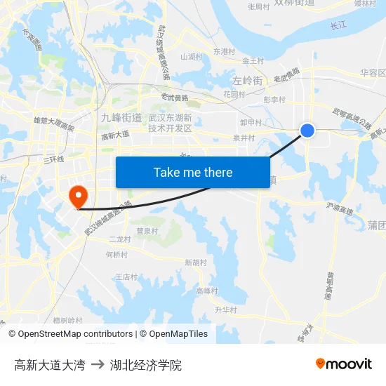 高新大道大湾 to 湖北经济学院 map
