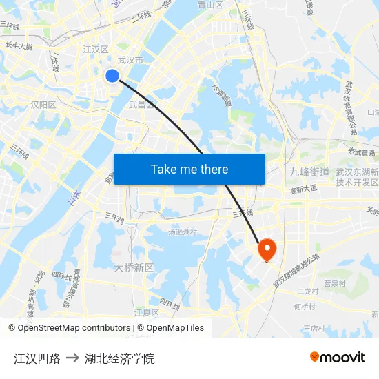 江汉四路 to 湖北经济学院 map
