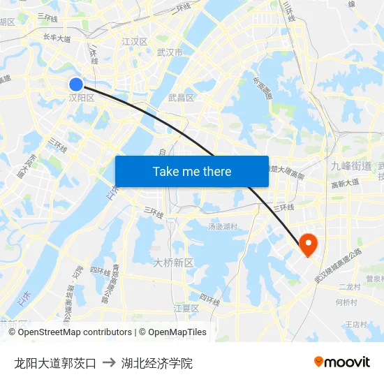龙阳大道郭茨口 to 湖北经济学院 map