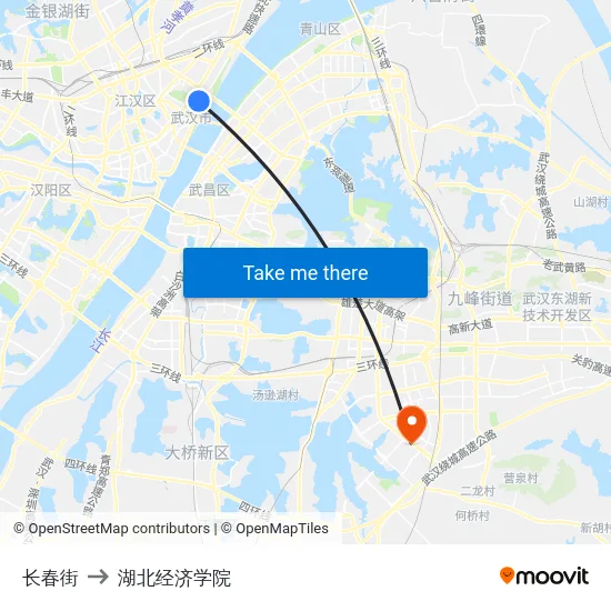长春街 to 湖北经济学院 map