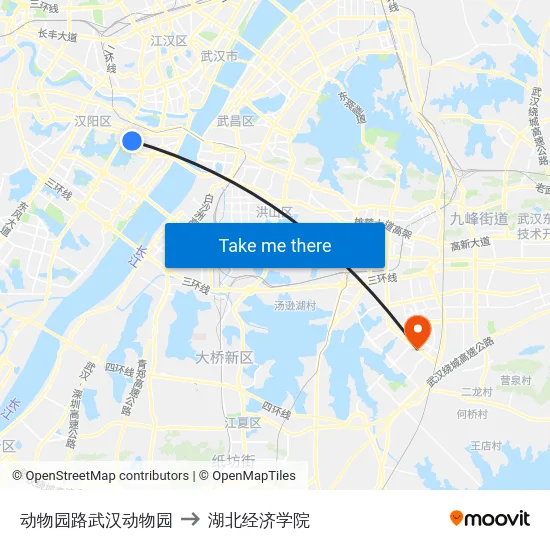 动物园路武汉动物园 to 湖北经济学院 map