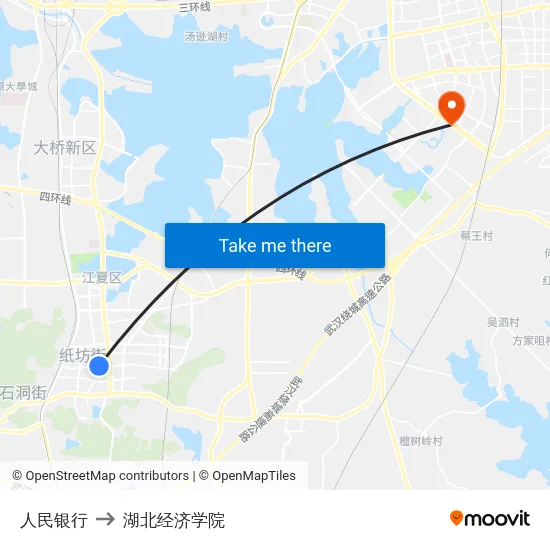 人民银行 to 湖北经济学院 map