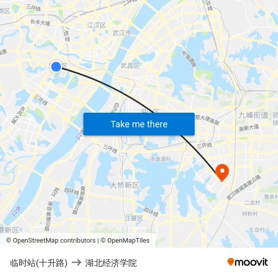 临时站(十升路) to 湖北经济学院 map