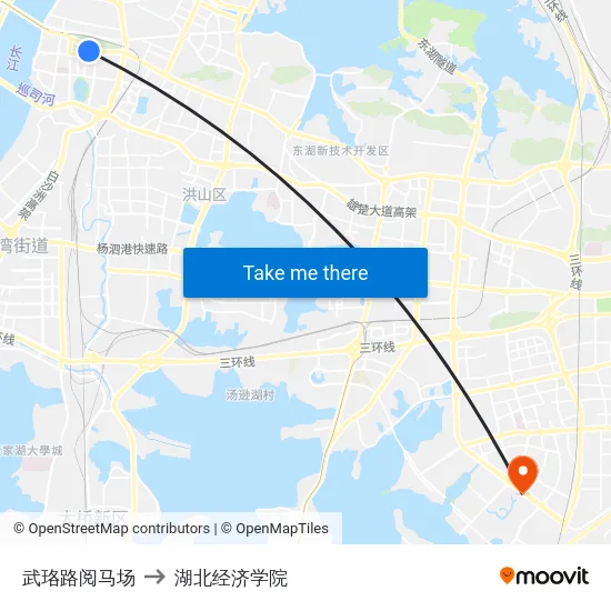 武珞路阅马场 to 湖北经济学院 map