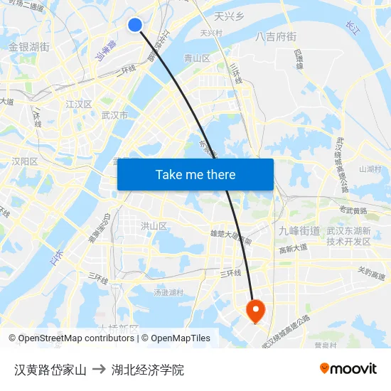 汉黄路岱家山 to 湖北经济学院 map