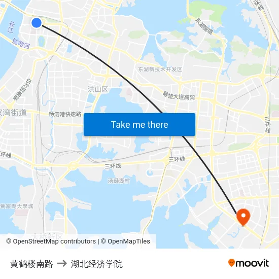 黄鹤楼南路 to 湖北经济学院 map
