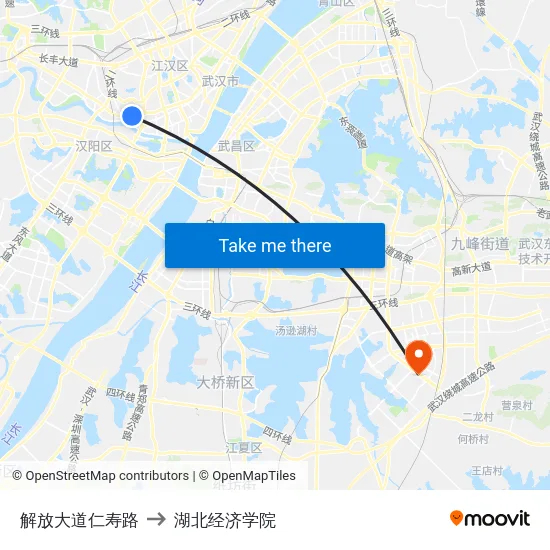 解放大道仁寿路 to 湖北经济学院 map