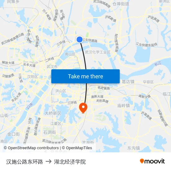 汉施公路东环路 to 湖北经济学院 map