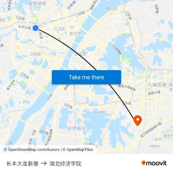 长丰大道新墩 to 湖北经济学院 map