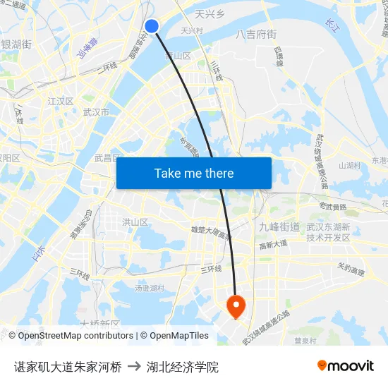 谌家矶大道朱家河桥 to 湖北经济学院 map