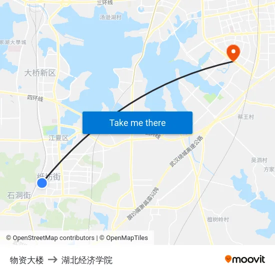 物资大楼 to 湖北经济学院 map