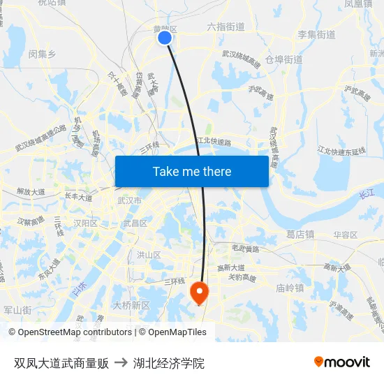 双凤大道武商量贩 to 湖北经济学院 map