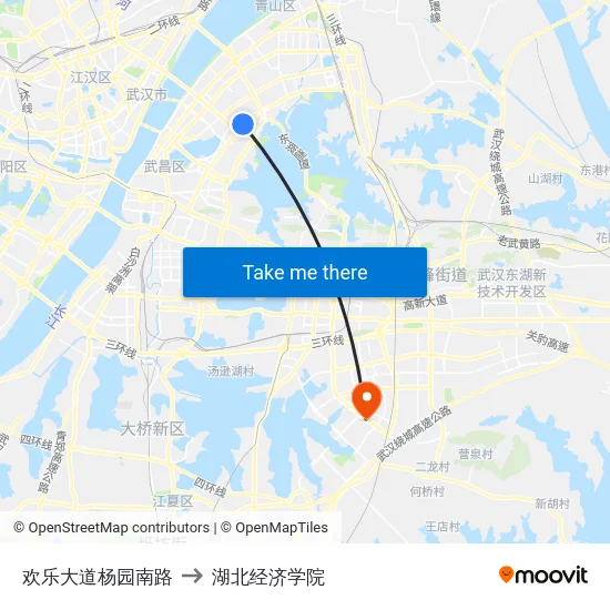 欢乐大道杨园南路 to 湖北经济学院 map