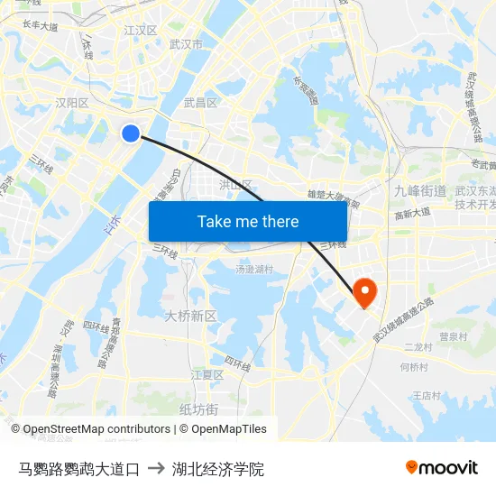 马鹦路鹦鹉大道口 to 湖北经济学院 map