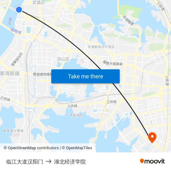 临江大道汉阳门 to 湖北经济学院 map