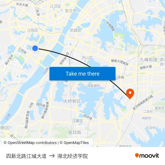 四新北路江城大道 to 湖北经济学院 map