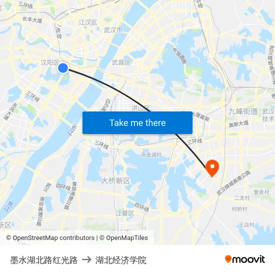 墨水湖北路红光路 to 湖北经济学院 map