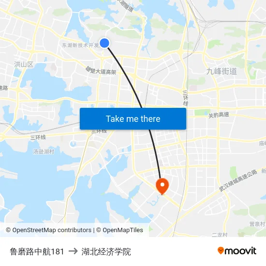 鲁磨路中航181 to 湖北经济学院 map
