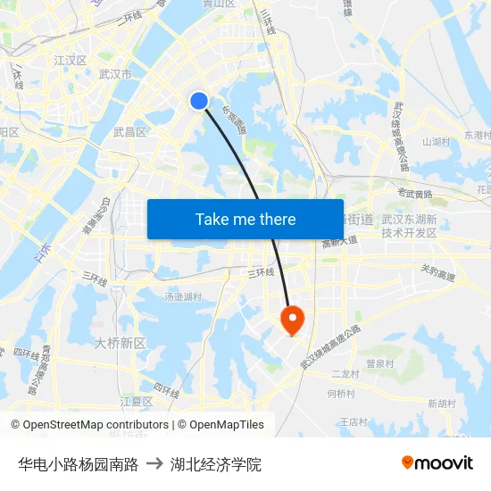 华电小路杨园南路 to 湖北经济学院 map