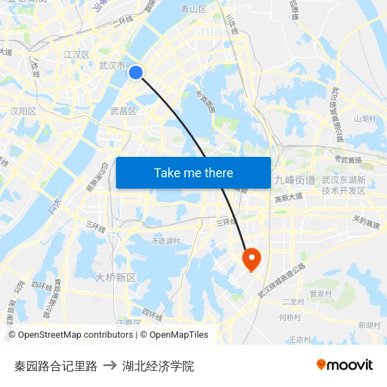 秦园路合记里路 to 湖北经济学院 map
