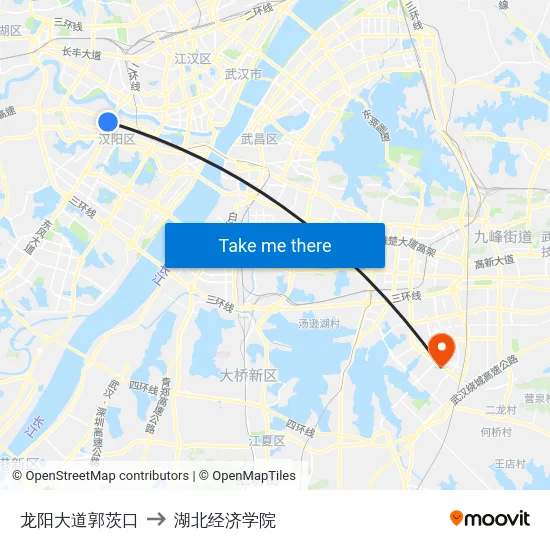 龙阳大道郭茨口 to 湖北经济学院 map