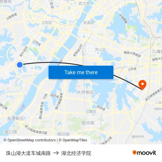 珠山湖大道车城南路 to 湖北经济学院 map