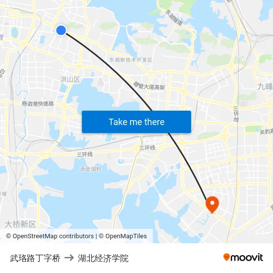 武珞路丁字桥 to 湖北经济学院 map