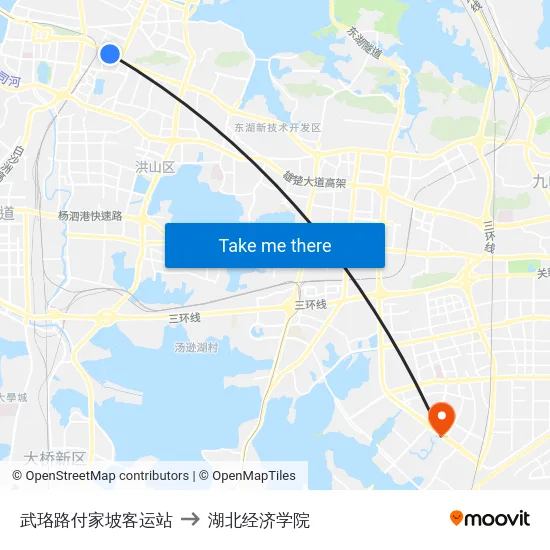 武珞路付家坡客运站 to 湖北经济学院 map