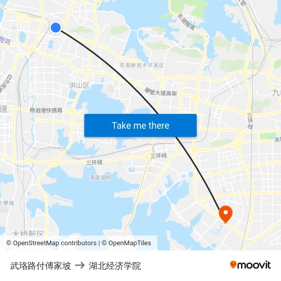 武珞路付傅家坡 to 湖北经济学院 map