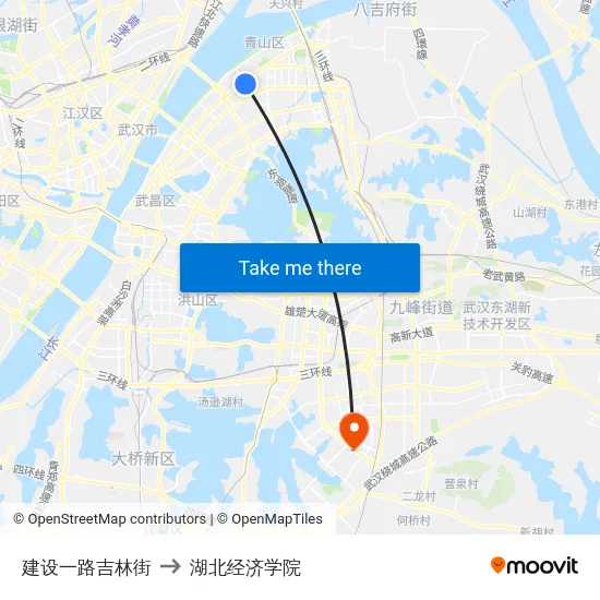 建设一路吉林街 to 湖北经济学院 map