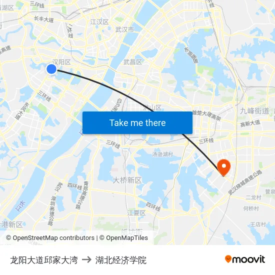 龙阳大道邱家大湾 to 湖北经济学院 map