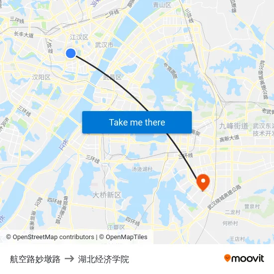 航空路妙墩路 to 湖北经济学院 map