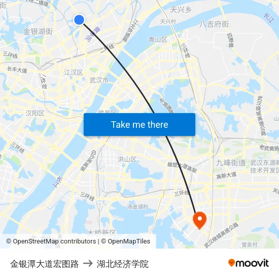 金银潭大道宏图路 to 湖北经济学院 map