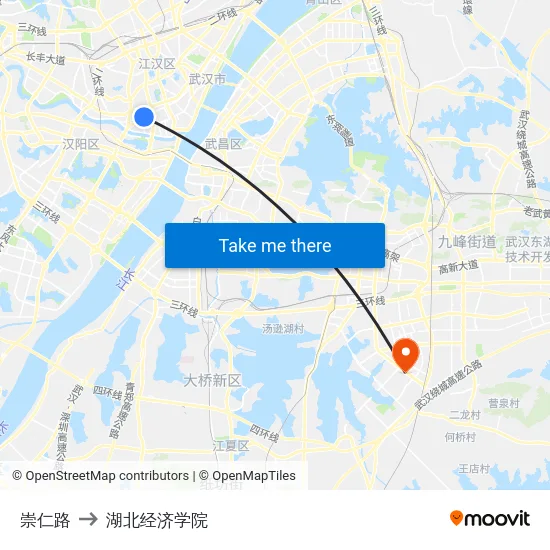 崇仁路 to 湖北经济学院 map