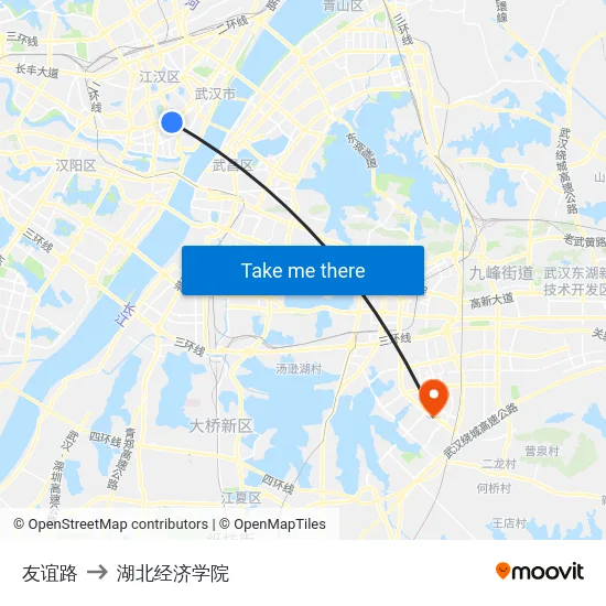 友谊路 to 湖北经济学院 map