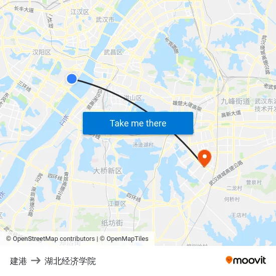 建港 to 湖北经济学院 map