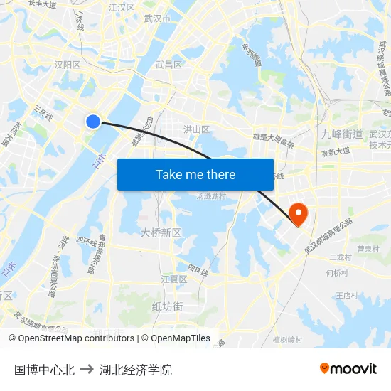 国博中心北 to 湖北经济学院 map